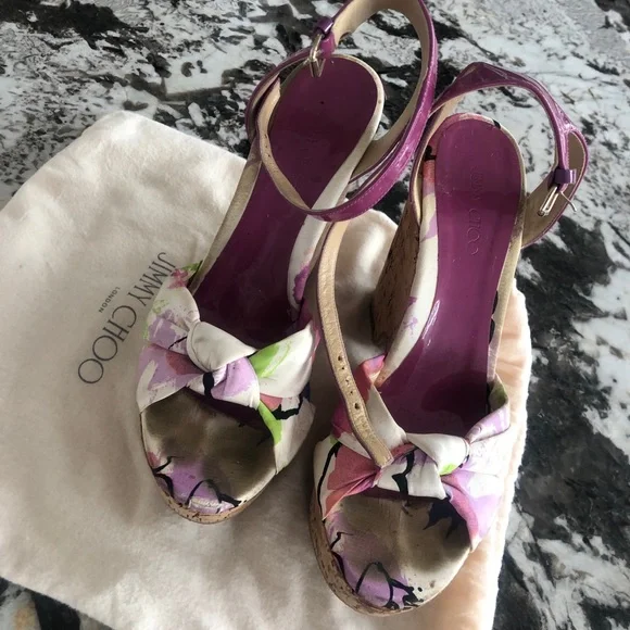Jimmy Cho Floral Wedges - Picture 1 of 4